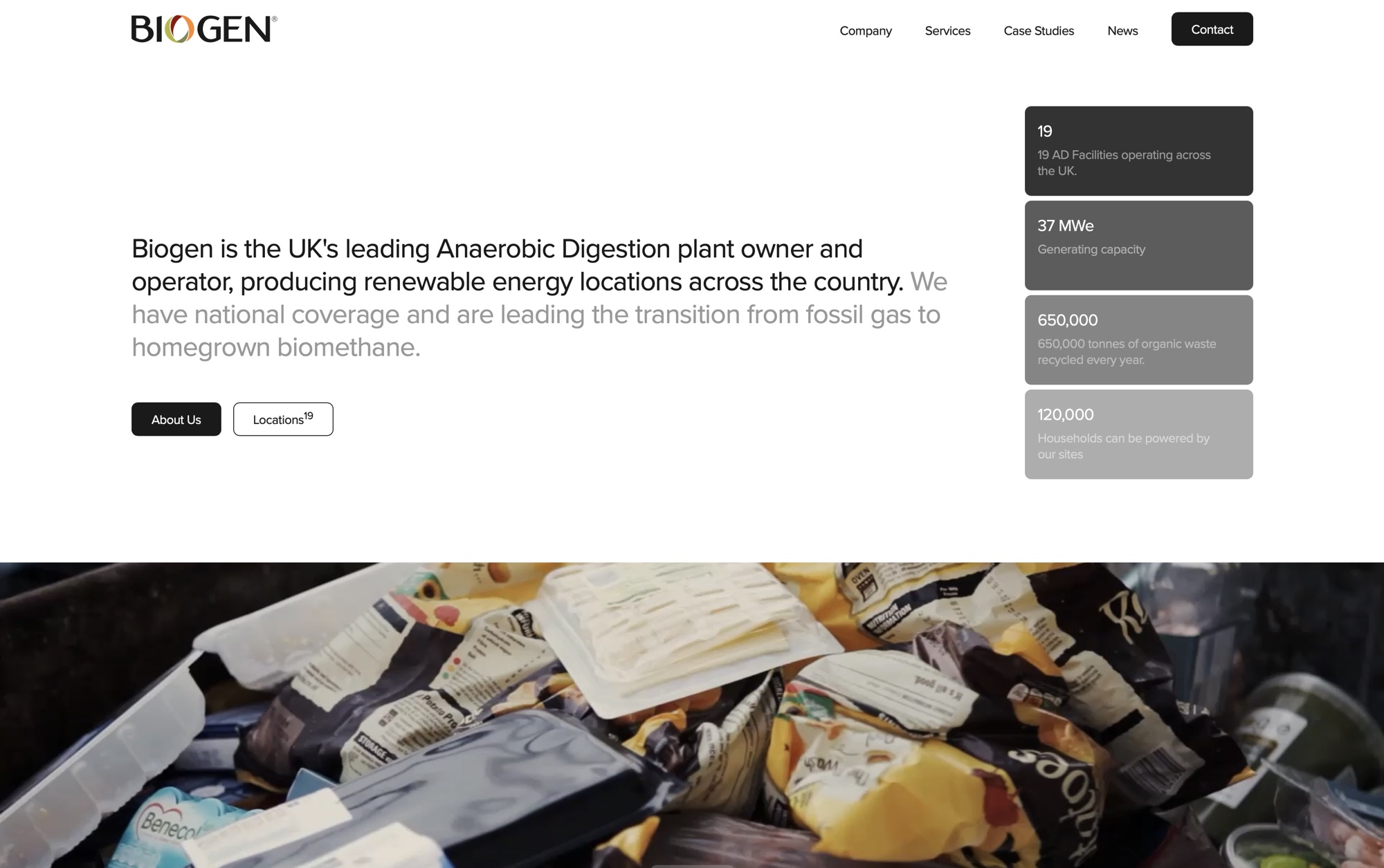 Biogen - bespoke WordPress website for renewable energy company