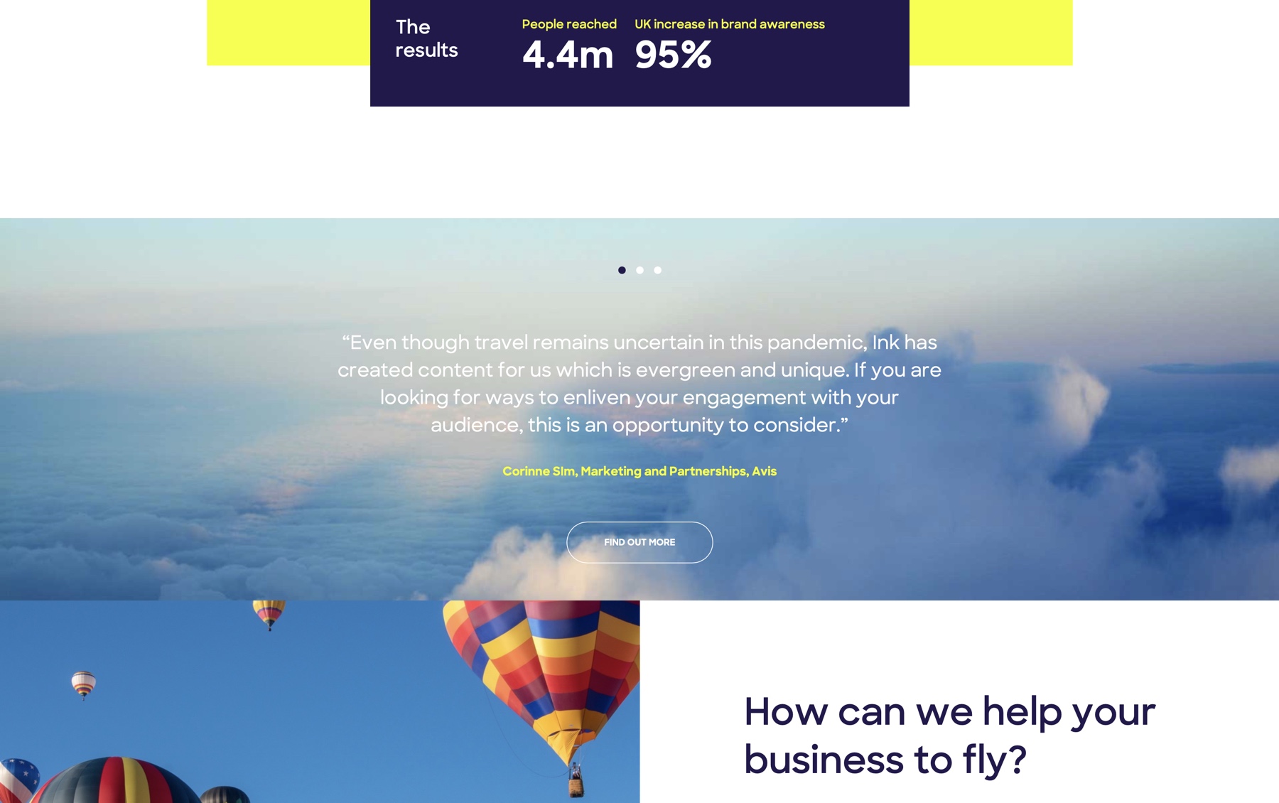 Testimonial carousels in case studies