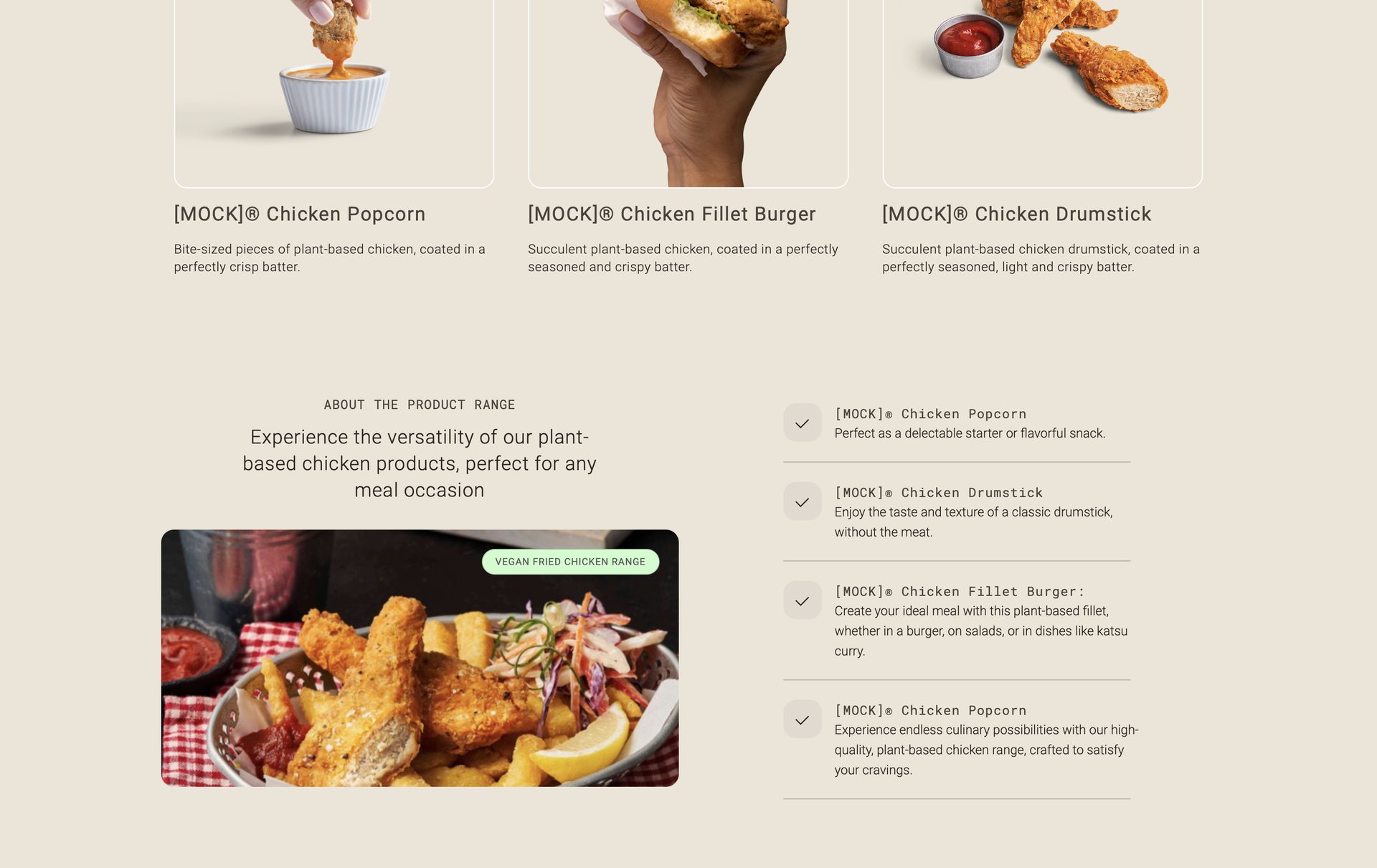 Product ranges page which dynamically pulls in product content