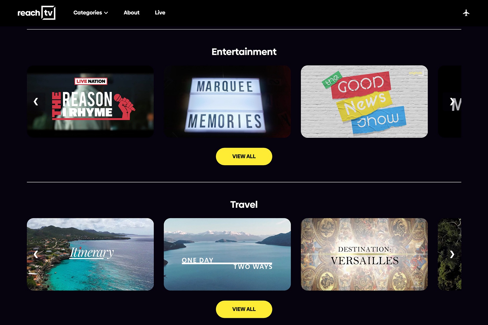 Categorised shows