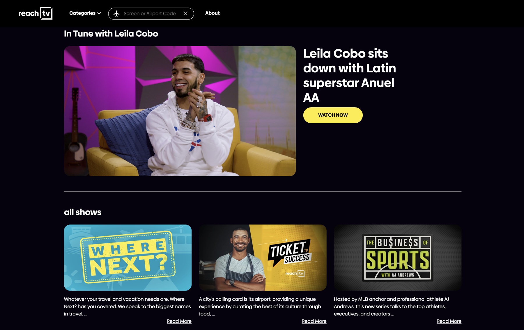 TV Show and episodes with introduction text