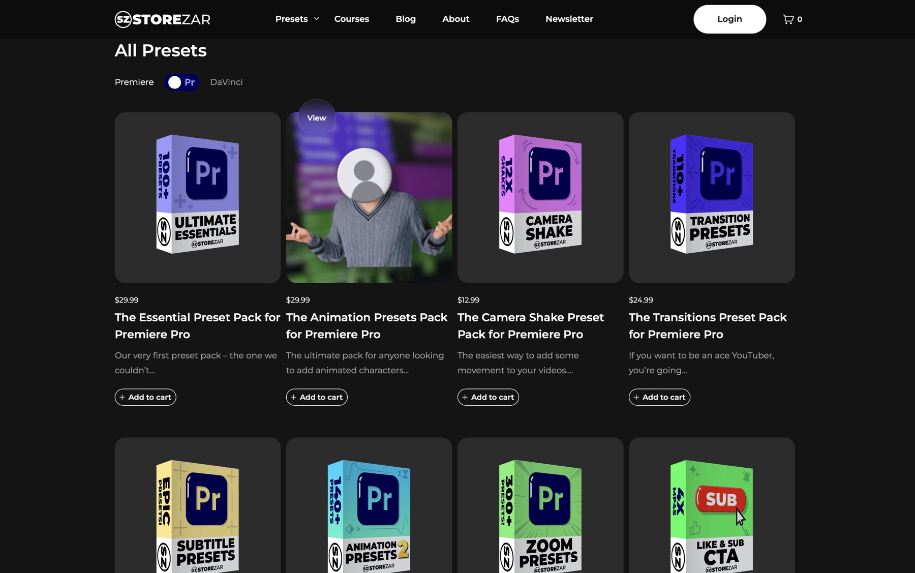 Preview GIFs which play on hover over products